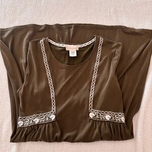 Altar’d State Olive Green Embroidered Women's Dress.